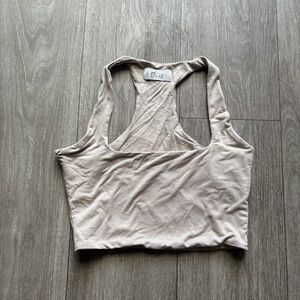Oh Polly beige racer back cropped tank top size small